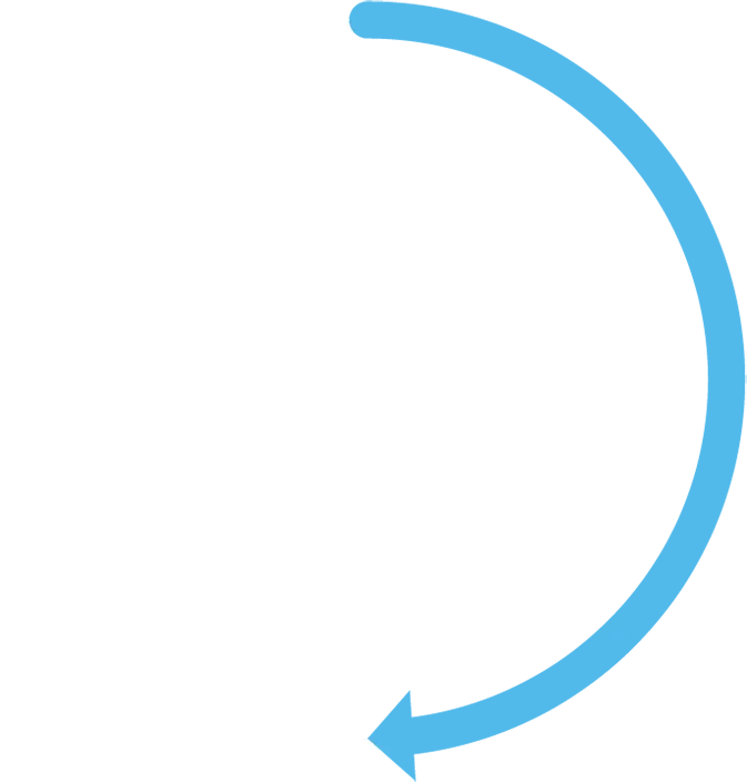 circles_02 Blue curved arrow pointing left indicating return or back action