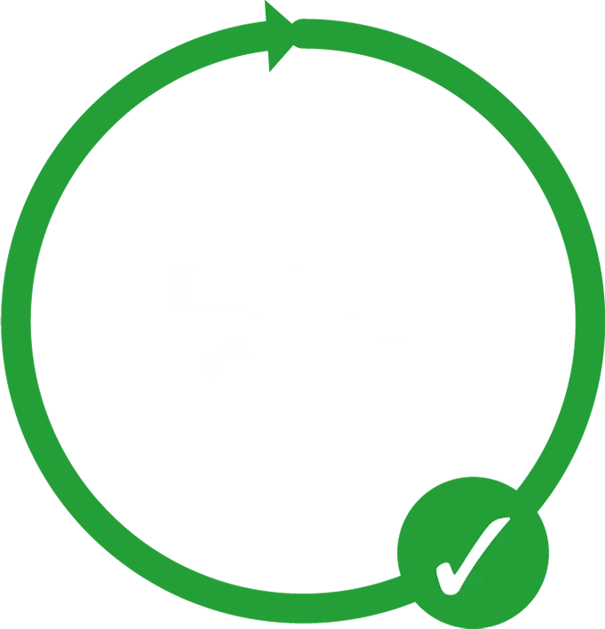 circles_04 Green circular arrow with checkmark completion symbol