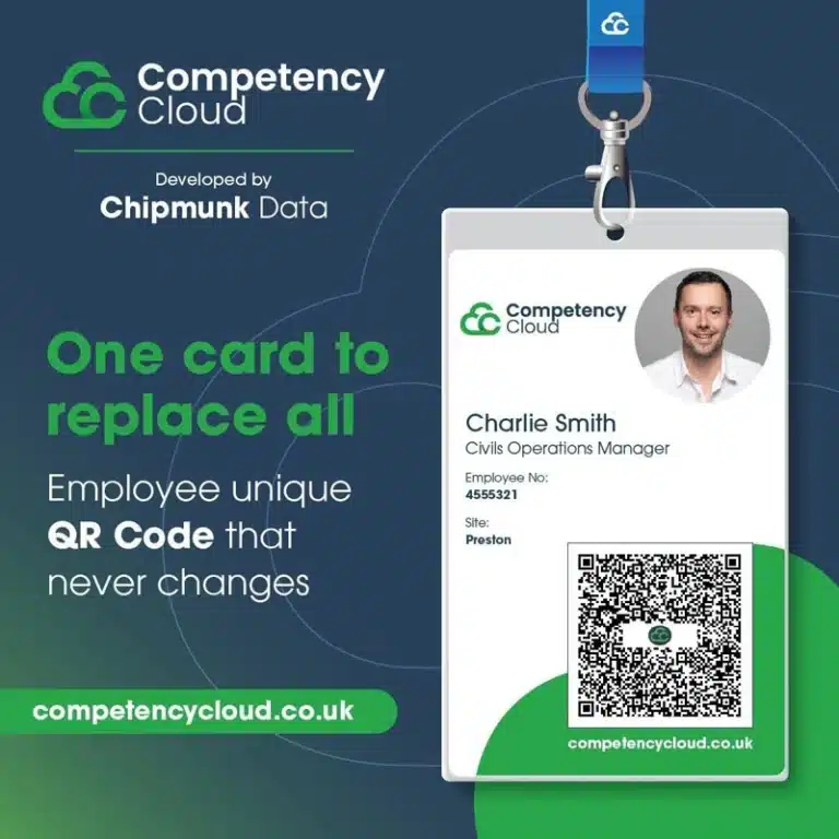 Competency Cloud employee ID badge with QR code