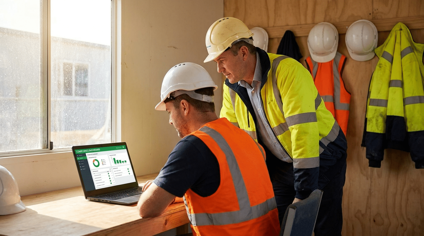 Manager preparing for an ISO 45001 audit using compliance software